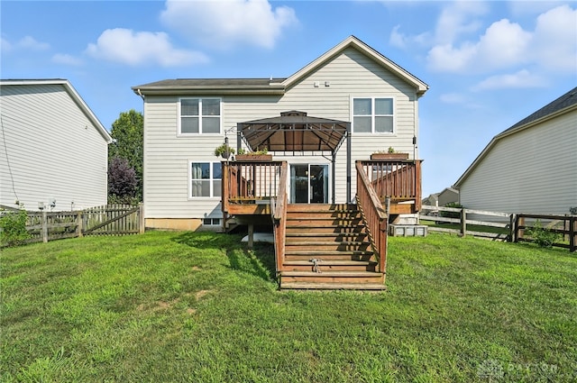 171 Shanda Dr, Monroe, OH 45050 - rear view of property with a deck, a gazebo, a fenced backyard, and stairs