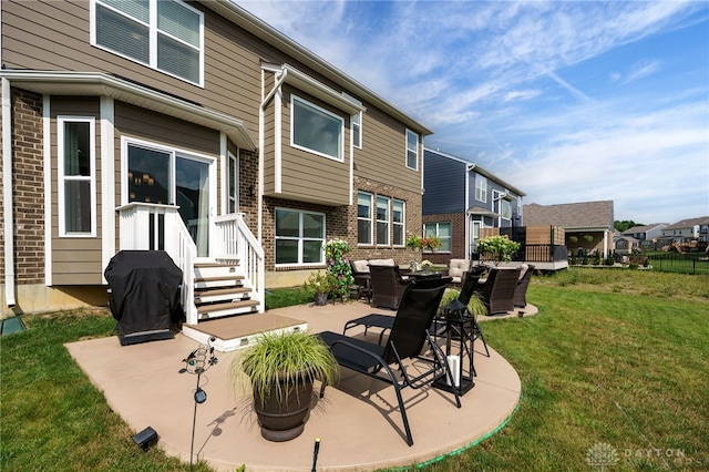 598 Twilight Ln, Dayton, OH 45440 - view of patio with a grill, a residential view, and an outdoor hangout area