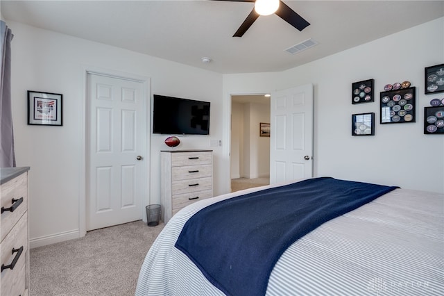 598 Twilight Ln, Dayton, OH 45440 - bedroom with light colored carpet and ceiling fan