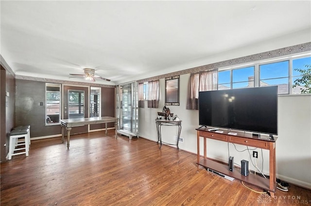 6101 Capri Dr, Cincinnati, OH 45224 - living room featuring wood finished floors and a ceiling fan