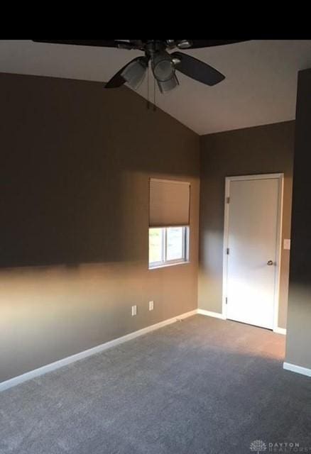 1411 Lake Pointe Way Unit 8, Washington Twp, OH 45459 - spare room with lofted ceiling, a ceiling fan, and carpet flooring