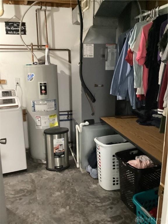 150 Lexington Farm Rd, Englewood, OH 45322 - utility room with electric water heater and washer / dryer
