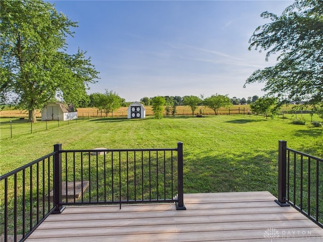 3862 State Route 49, Arcanum, OH 45304 - wooden deck with a storage shed and a view of countryside