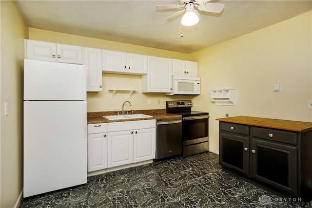 291 Schlitz Dr, Fayetteville, OH 45118 - kitchen with appliances with stainless steel finishes, white cabinets, and butcher block counters