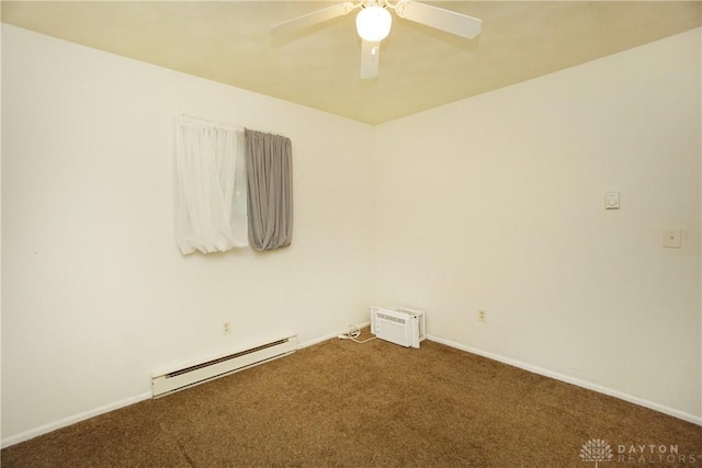 291 Schlitz Dr, Fayetteville, OH 45118 - carpeted empty room featuring a baseboard radiator, a ceiling fan, and a baseboard heating unit