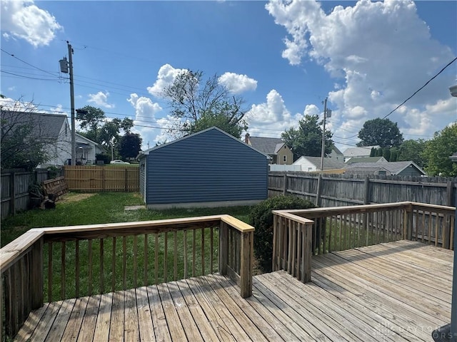 2627 Wayland Ave, Dayton, OH 45420 - wooden terrace with a fenced backyard, a residential view, and a storage unit
