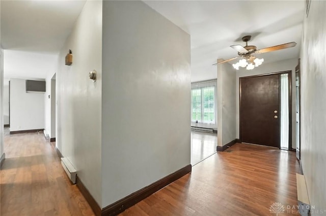 2042 Hilltop Rd, Xenia, OH 45385 - entrance foyer featuring wood finished floors and a ceiling fan