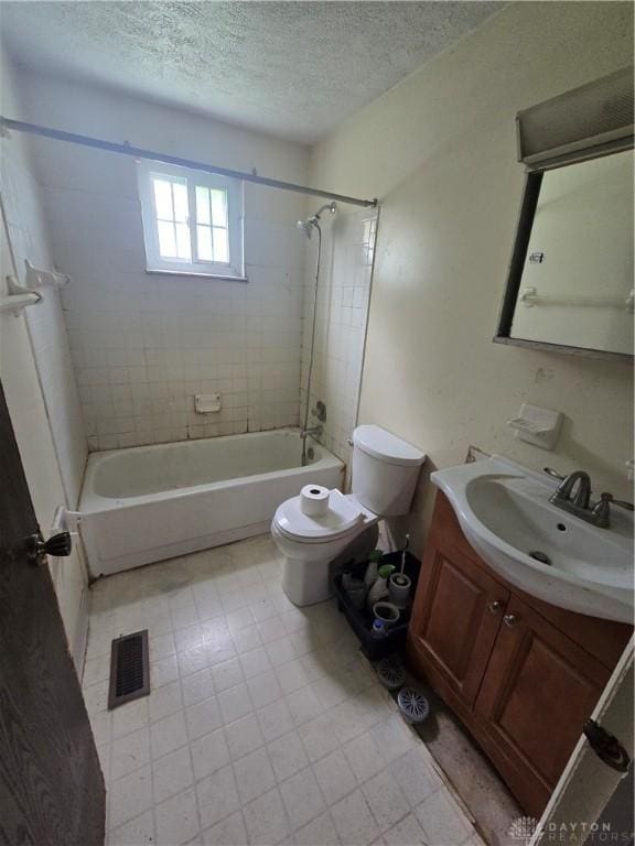 4801 Creeknoll Ct, Dayton, OH 45424 - bathroom featuring vanity, a textured ceiling, shower / tub combination, and tile patterned flooring