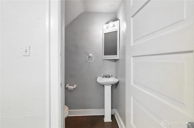 38-40 Greenwood Ave, Dayton, OH 45410 - half bathroom with toilet and lofted ceiling