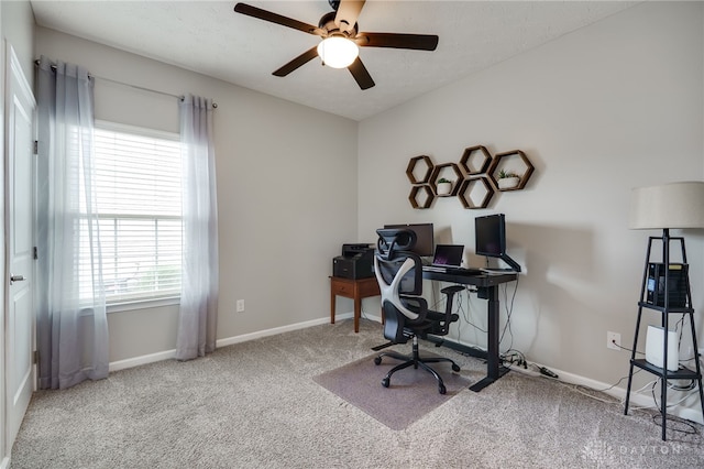 2937 E Ambrosia Ln, Xenia, OH 45385 - home office featuring a ceiling fan and carpet