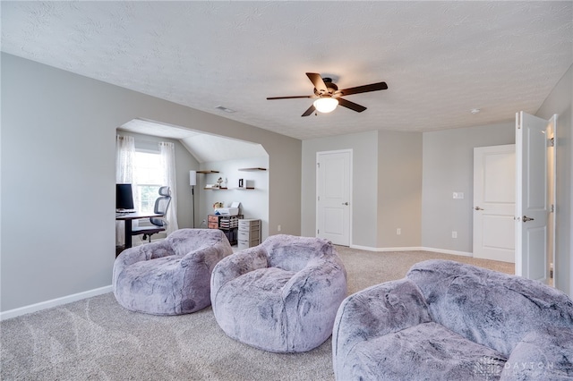 2937 E Ambrosia Ln, Xenia, OH 45385 - carpeted living room with an office area and a ceiling fan
