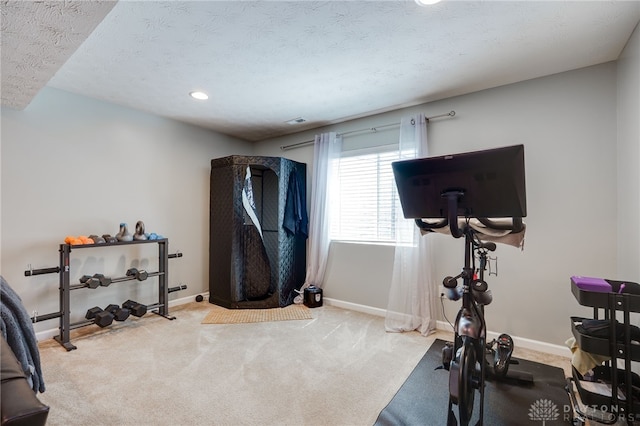 2937 E Ambrosia Ln, Xenia, OH 45385 - exercise area featuring carpet floors, recessed lighting, and a textured ceiling