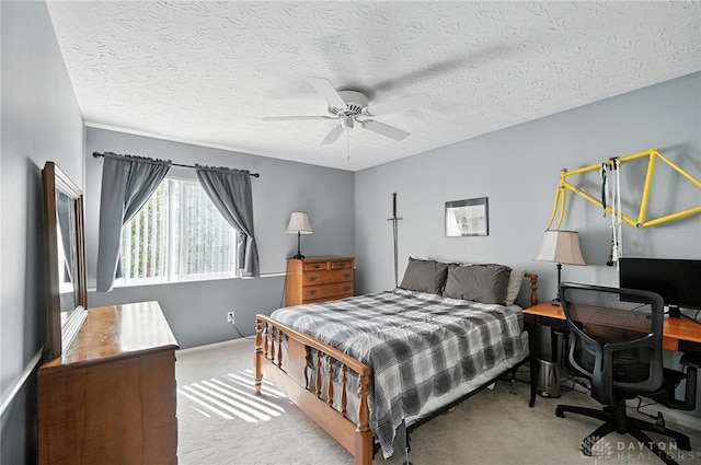 7793 Birchwood Ct, Mason, OH 45040 - carpeted bedroom with a textured ceiling and a ceiling fan