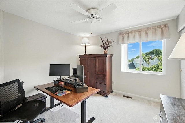 7793 Birchwood Ct, Mason, OH 45040 - office area featuring light colored carpet and ceiling fan