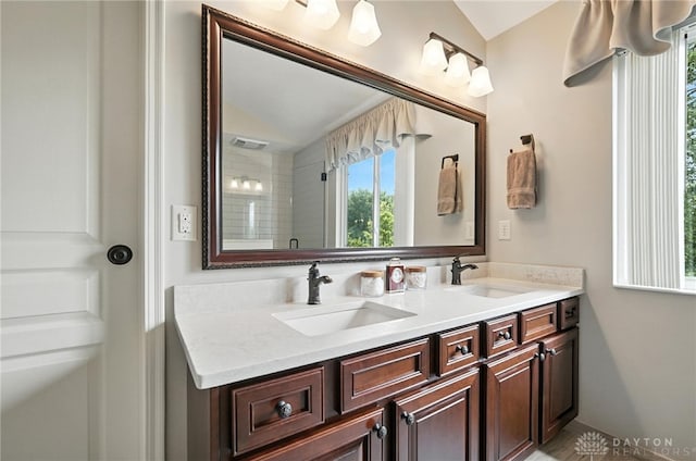 7793 Birchwood Ct, Mason, OH 45040 - full bath featuring vaulted ceiling and double vanity