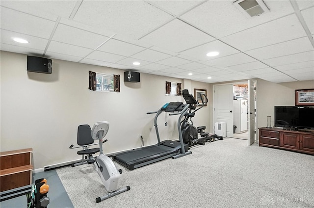 7793 Birchwood Ct, Mason, OH 45040 - exercise area with recessed lighting, a paneled ceiling, and carpet flooring