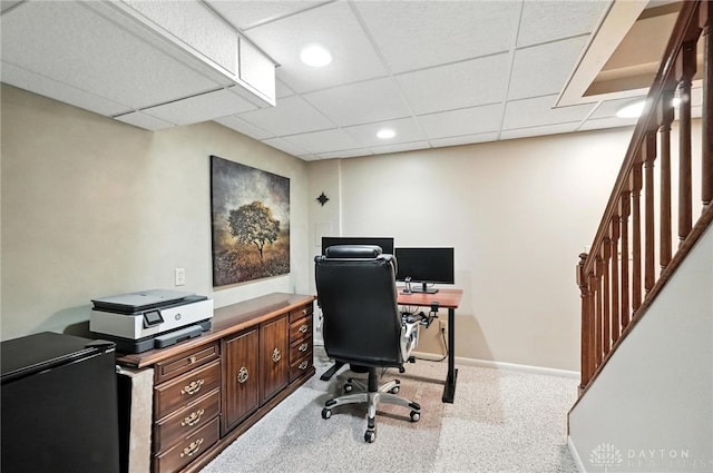 7793 Birchwood Ct, Mason, OH 45040 - office space with a paneled ceiling, carpet flooring, and recessed lighting