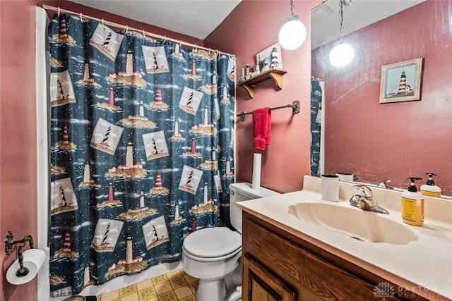 4230 Wagner Rd, Dayton, OH 45440 - bathroom with vanity, tile patterned floors, and curtained shower