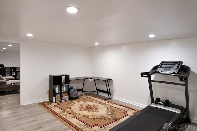 719 N Keowee St, Dayton, OH 45404 - workout room featuring recessed lighting and wood finished floors