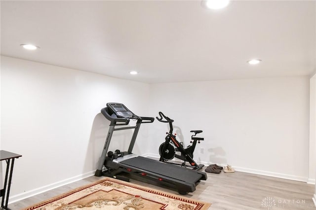 719 N Keowee St, Dayton, OH 45404 - exercise area featuring wood finished floors and recessed lighting