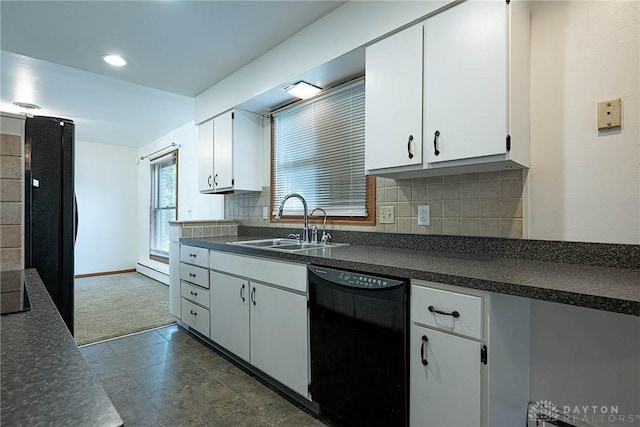 5282 Rahway Ct, Clayton, OH 45415 - kitchen featuring black dishwasher, dark countertops, white cabinets, and recessed lighting