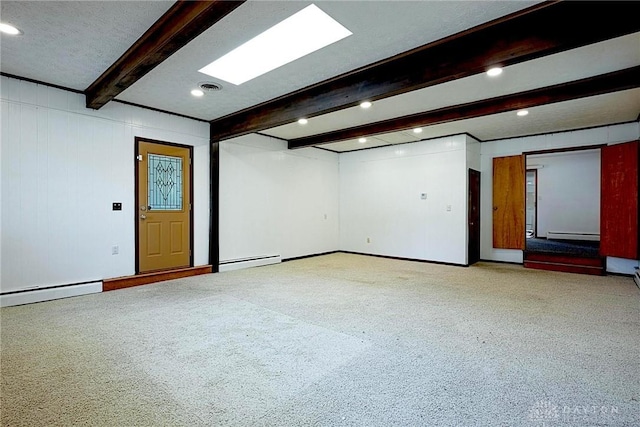 5282 Rahway Ct, Clayton, OH 45415 - basement featuring a baseboard radiator, recessed lighting, a baseboard heating unit, and carpet floors