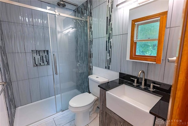 5282 Rahway Ct, Clayton, OH 45415 - full bathroom with a shower stall, vanity, and marble finish floors