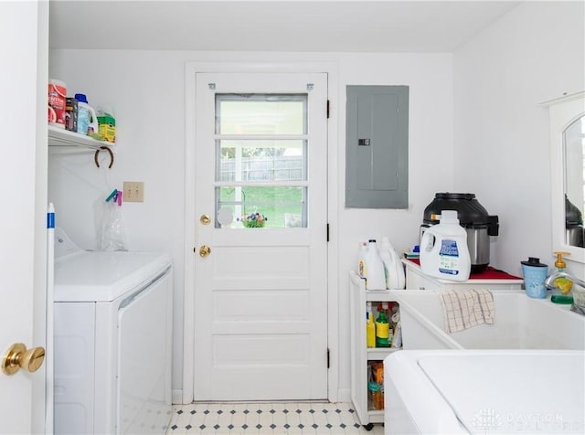 1269 Redbud Dr, Fairborn, OH 45324 - laundry room with electric panel and washer and clothes dryer