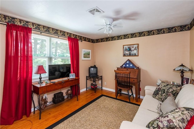 1269 Redbud Dr, Fairborn, OH 45324 - living room featuring a ceiling fan and wood finished floors