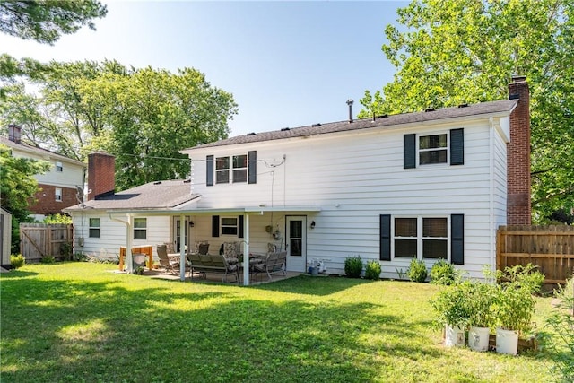 1269 Redbud Dr, Fairborn, OH 45324 - rear view of property with an outdoor hangout area, a chimney, and a patio