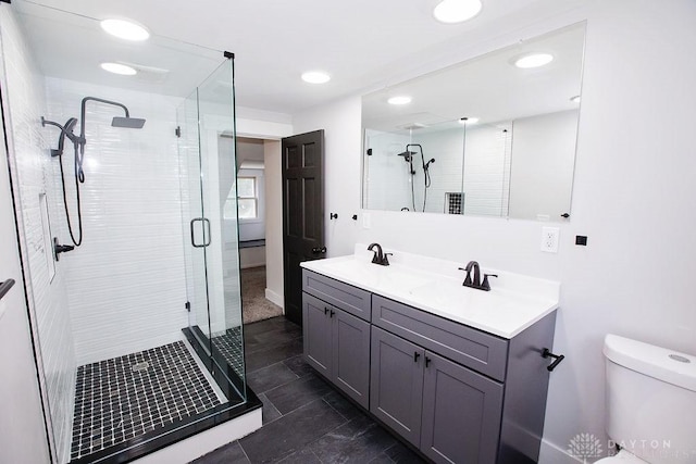 1151 Brookview Ave, Dayton, OH 45409 - full bath with vanity, a shower stall, recessed lighting, and tile patterned floors