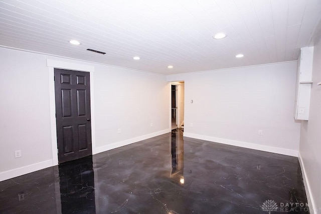 1151 Brookview Ave, Dayton, OH 45409 - empty room featuring recessed lighting, finished concrete floors, and wooden ceiling