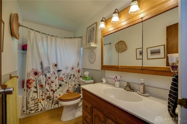 338 Chatham Dr, Fairborn, OH 45324 - bathroom with vanity, wood finished floors, and shower / bathtub combination with curtain