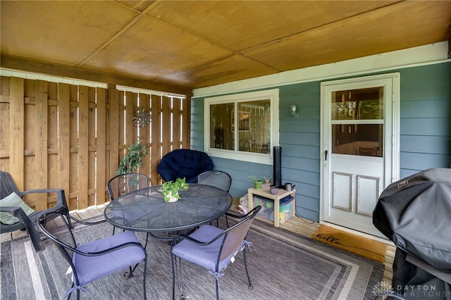 338 Chatham Dr, Fairborn, OH 45324 - wooden terrace featuring grilling area and outdoor dining space