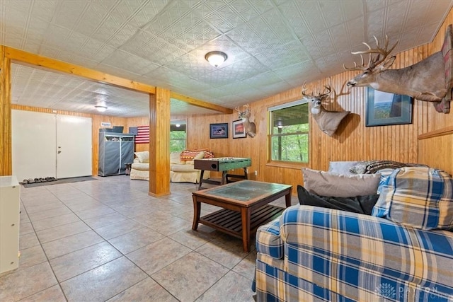 10370 Old 3c Hwy, Clarksville, OH 45113 - tiled living room with wood walls