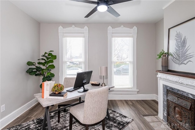 130 Mound St, Dayton, OH 45402 - office with a ceiling fan, wood finished floors, and plenty of natural light