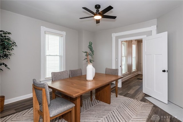 130 Mound St, Dayton, OH 45402 - dining space featuring wood finished floors and a ceiling fan