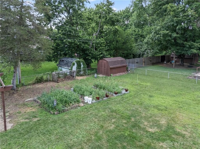 670 Saxony Dr, Xenia, OH 45385 - fenced backyard featuring a storage shed and a vegetable garden