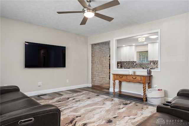 670 Saxony Dr, Xenia, OH 45385 - living area featuring wood finished floors and a ceiling fan