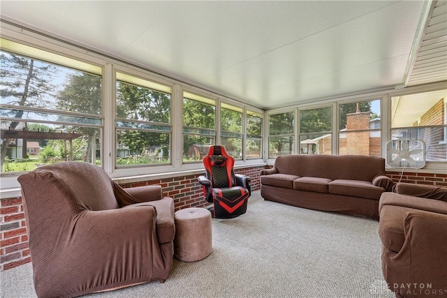670 Saxony Dr, Xenia, OH 45385 - sunroom / solarium featuring carpet floors and brick wall