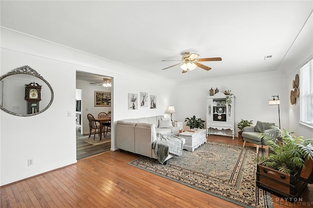 3755 Everett Dr, Loveland, OH 45140 - living area featuring ceiling fan and wood-type flooring