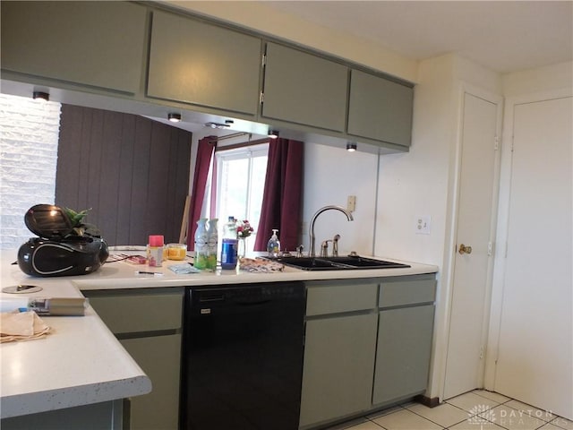 5582 Camerford Dr, Dayton, OH 45424 - kitchen featuring dishwasher, light countertops, gray cabinets, and light tile patterned flooring