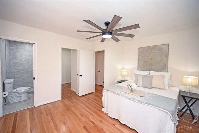 6383 Todhunter Rd, Middletown, OH 45044 - bedroom featuring light wood-style floors, ensuite bath, and ceiling fan