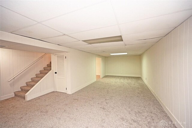 6383 Todhunter Rd, Middletown, OH 45044 - finished basement featuring carpet floors, stairs, and a drop ceiling
