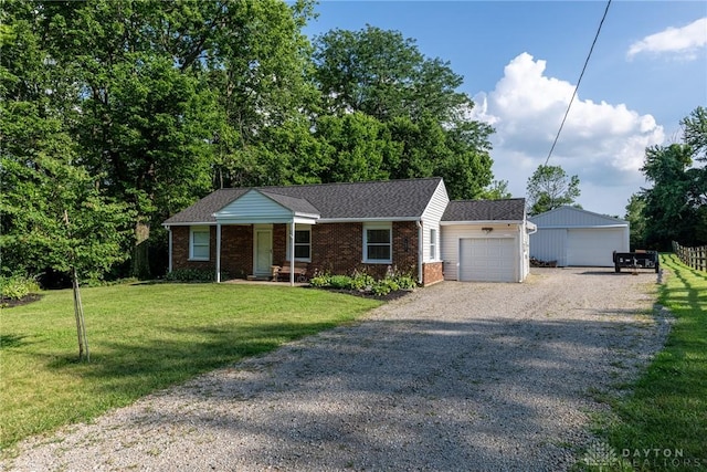 1097 Trudy Ct, Clearcreek Twp, OH 45036 - single story home featuring brick siding, a front lawn, and gravel driveway