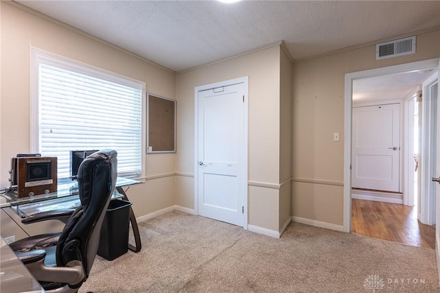 1097 Trudy Ct, Clearcreek Twp, OH 45036 - carpeted office with plenty of natural light, ornamental molding, and a textured ceiling