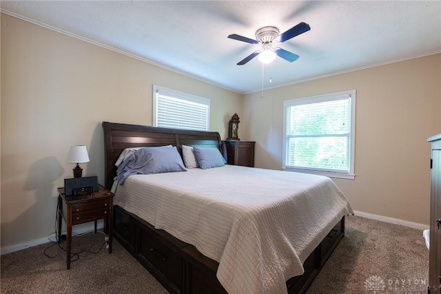 1097 Trudy Ct, Clearcreek Twp, OH 45036 - carpeted bedroom with ornamental molding and a ceiling fan