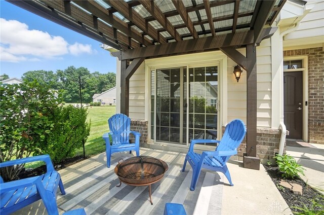 1310 Bourdeaux Way, Clearcreek Twp, OH 45458 - view of patio / terrace with a fire pit