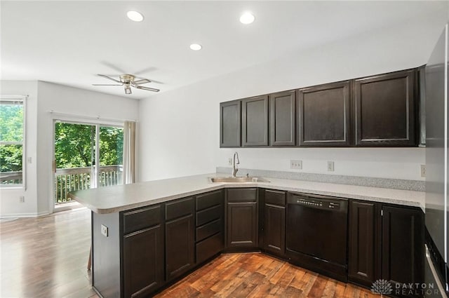 5567 Day Rd, Colerain Twp, OH 45252 - kitchen with a peninsula, healthy amount of natural light, dishwasher, ceiling fan, and recessed lighting