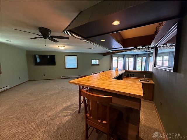 4220 Sillman Pl, Kettering, OH 45440 - dining space with carpet, a ceiling fan, and recessed lighting